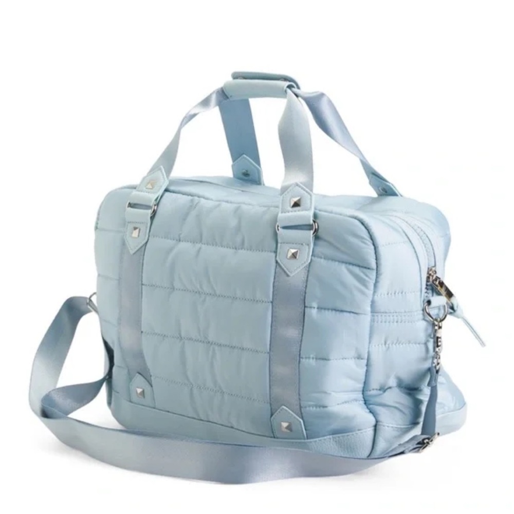 CYNTHIA ROWLEY Light Blue Nylon Channel Weekender - Picture 2 of 16